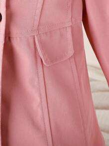 女嬰羊絨領口雙排釦風衣外套&帽