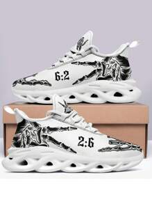 男士骷髏&手掌骨頭圖案跑步鞋帶刀片鞋底,舒服的,透氣,輕便,耐磨,減震和,合適的適用於戶外運動 - 彩色 - 查看 2