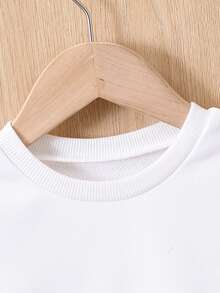 Đứa bé trai Đồ họa Chữ cái Áo nỉ - trắng - Xem 4