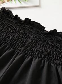 SHEIN Swim Summer Beach Paperbag Waist Solid Bikini Bottom - Black - View 5