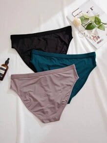 Plus Size Solid Color Underwear (Pack Of 3) - Multicolor - View 2