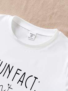 SHEIN Áo thun ngắn tay in khẩu hiệu thường ngày của cô gái tuổi teen mùa hè - trắng - Xem 3