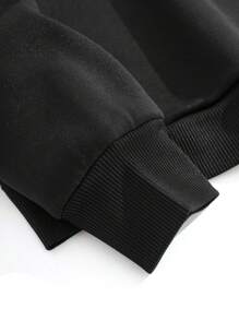 INAWLY Plus Size Women's Letter Printed Fleece Sweatshirt - Black - View 4