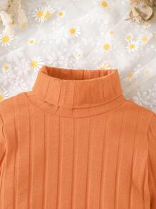 SHEIN 女嬰3入組素色高領T恤 - 彩色 - 查看 8