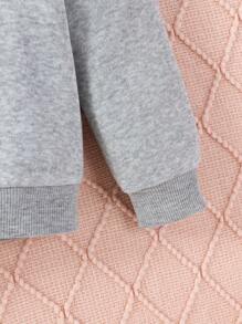 SHEIN Girls' Cute Elephant Patterned Fleece Sweatshirt For Daily Wear In Fall And Winter, Also Available In Mommy And Me Matching Style (2 Pieces Are Sold Separately) - Grey - View 3