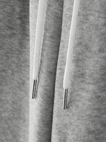 Manfinity Hypemode 男士鬆身束口彈性寬腿運動褲，疊穿運動褲，純色淺灰城市韓國時尚男友禮物 - 淺灰色 - 查看 3