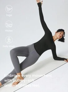 GLOWMODE FeatherFit™ Waist Slimming Curved Long Sleeve Top Low Impact Yoga Daily  Gym