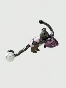 ROMWE Kawaii 1 pieza Clip dulce & guay estilo rosado con diamante de imitación gato & en forma de corazón oreja - Multicolor - Ver 2