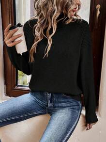 SHEIN Frenchy 休閒女士毛衣 - 黑色 - 查看 1