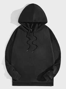 Manfinity VCAY Áo hoodie rộng rãi in chữ và hoạt hình cho nam mặc thường ngày, cho mùa thu đông - màu đen - Xem 7