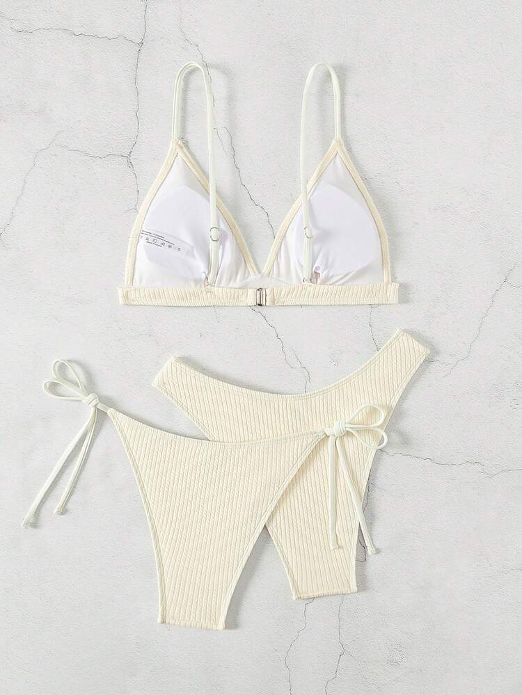 Summer 3pcs/Set Rib Knit Bikini Set
