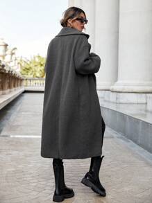 SHEIN Essnce Chaqueta Normal De Mujer - Gris Oscuro - Ver 2