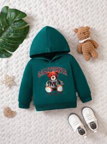 男婴熊字母图案卫衣 - 墨綠色 - 查看 1