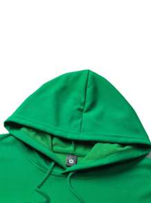 Hombres Sudadera Con Capucha Con Cordón Y Bolsillo Canguro Con Gráfico De Letra - Verde - Ver 7