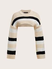SHEIN ICON Jersey crop con patrón de rayas - Multicolor - Ver 1