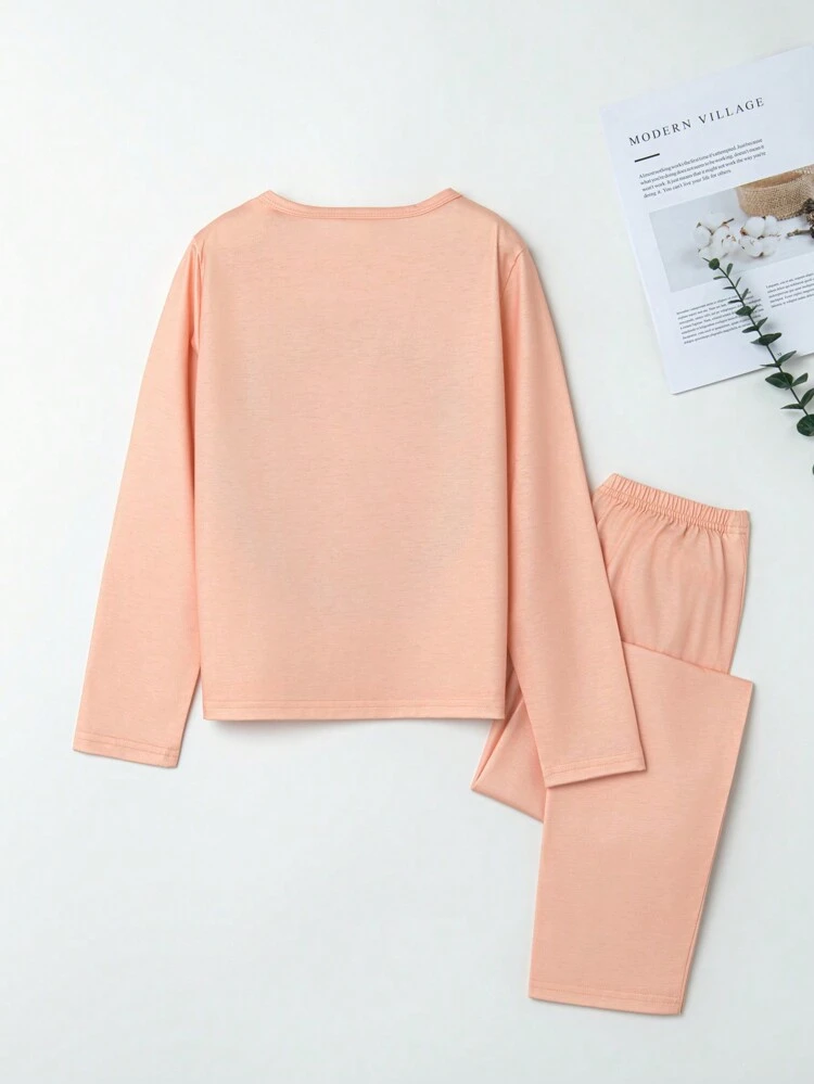 Girls' Happy Bird Patterned 2-piece Home Clothes Set