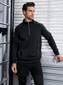 Gym Rark Men Half Zip Sports Jacket Workout Tops Sports Wear For Men Sports Wear Men Sports Wear Men Sport Wear Jacket - Black - View 4