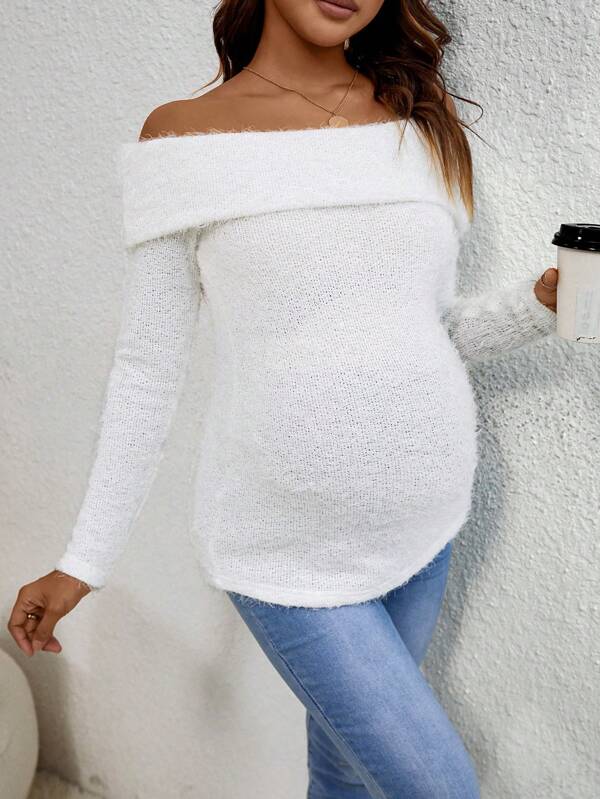 SHEIN Maternity Off Shoulder Foldover Front Tee