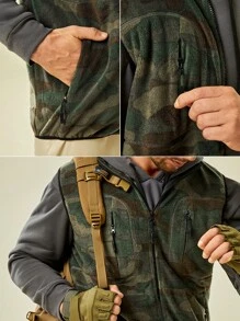 In My Nature Men Camo Print Zipper Outdoor Vest Coat