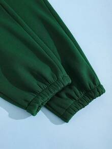 SHEIN EZwear 2入組字母印花連帽衫和運動長褲套裝 - 彩色 - 查看 4