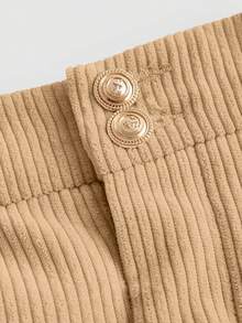 SHEIN MOD Chất rắn Chân Váy xếp ly - Màu Khaki - Xem 4