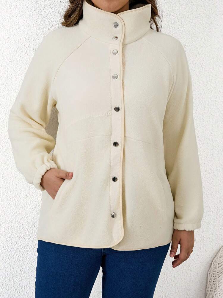 Plus Raglan Sleeve Button Front Coat