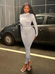 Slaydiva 凹凸感人體手部印花連體褲 - 彩色 - 查看 4