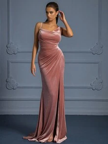 Tách đùi Nhung Ăn mặc trang trọng - Cà phê nâu - Xem 3