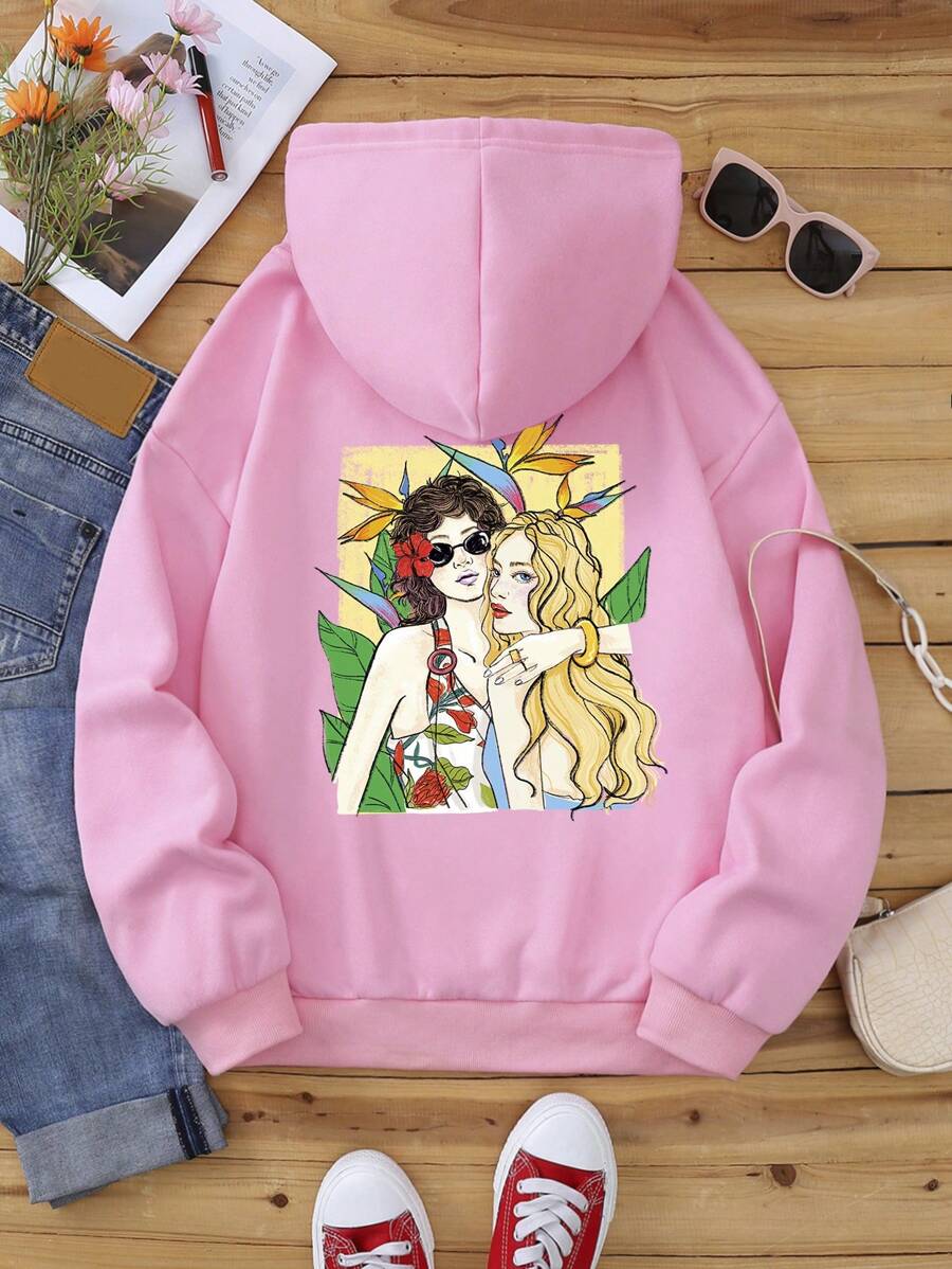 INAWLY Women's Plus Size Pink Sweatshirt - Pink - View 1