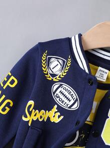 3pcs Baby Boys' Sporty Printed Baseball Jacket, T-shirt And Pants Set - Multicolor - View 4