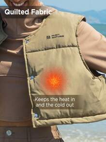 In My Nature 素色前紐扣外套馬甲 - 卡其色 - 查看 3