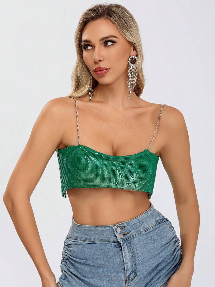 Chain Detail Crop Cami Top