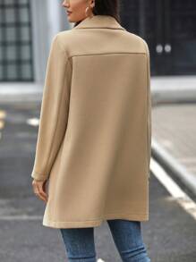 SHEIN Clasi 純色單排扣開襟夾克 - 杏色 - 查看 2