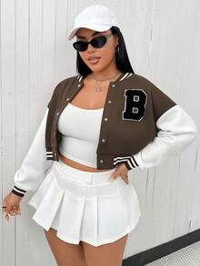 Flirla 大尺碼字母拼接彩塊下垂肩短外套 - 彩色 - 查看 5