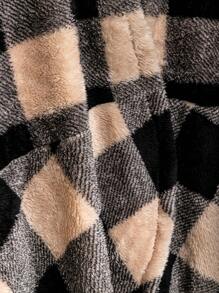 SHEIN LUNE Plus Buffalo Plaid Print Open Front Coat - Multicolor - View 3