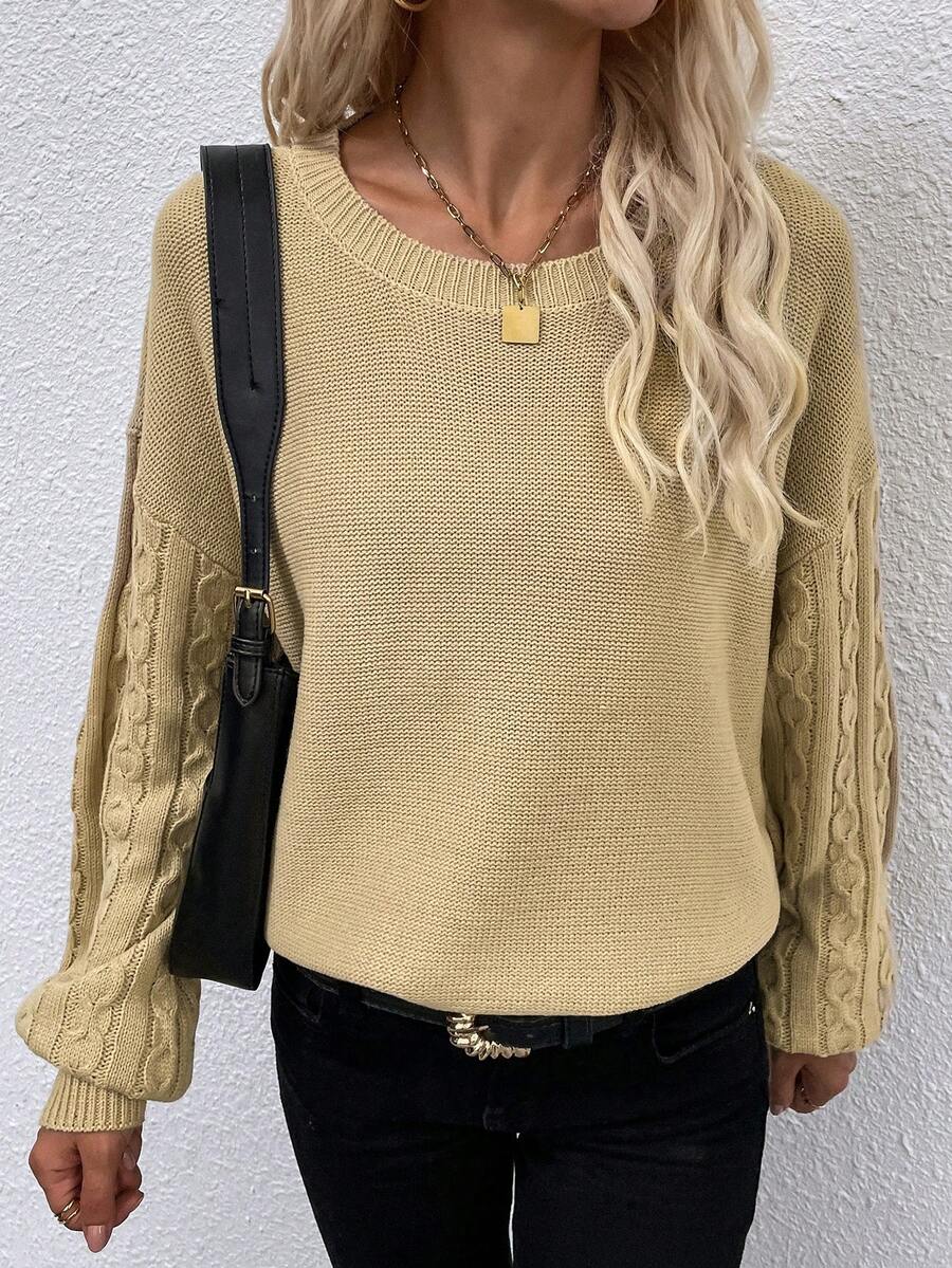 SHEIN LUNE 女士毛衣 - 卡其色 - 查看 1