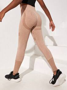 SHEIN Tween Girl Tummy Control Sports Leggings - Mustard Yellow - View 2