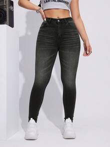 SHEIN EZwear Slant Pocket Skinny Jeans - Grey - View 5