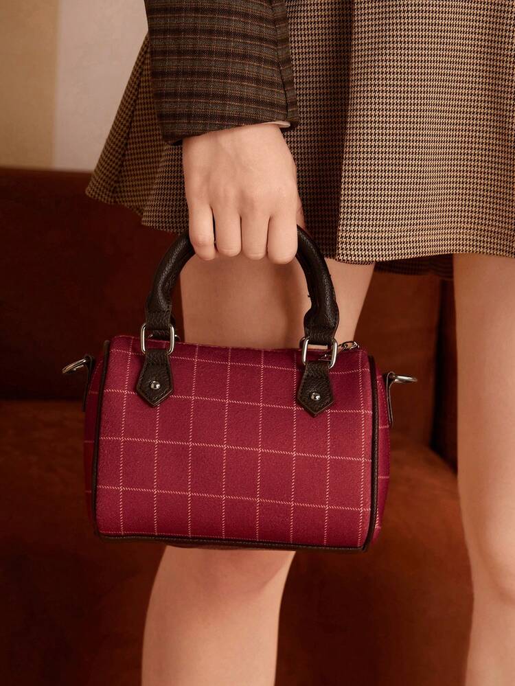 Vintage Plaid Women Shoulder Crossbody Bag,For Retro