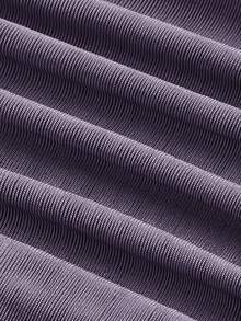 SHEIN MOD 大碼垂領喇叭袖後綁帶褶邊T恤 - 紫色 - 查看 4