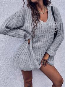 SHEIN Unity Giải trí Của phụ nữ Áo len - Xám - Xem 4