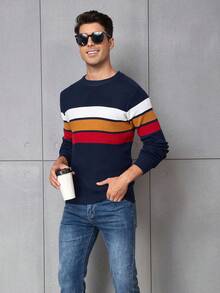Men's Striped Sweater - Blue - View 4