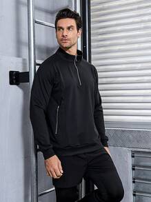 Gym Rark Men Half Zip Sports Jacket Workout Tops Sports Wear For Men Sports Wear Men Sports Wear Men Sport Wear Jacket - Black - View 5