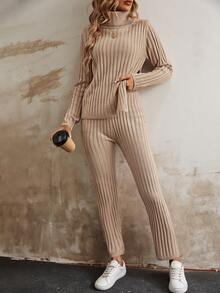 SHEIN LUNE Conjunto De Dos Suéteres - Caqui - Ver 6