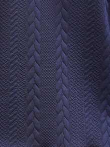 SHEIN LUNE Solid Zip Up Moto Jacket - Navy Blue - View 8