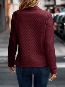 SHEIN LUNE Sudadera unicolor con cremallera media - Burdeos - Ver 2