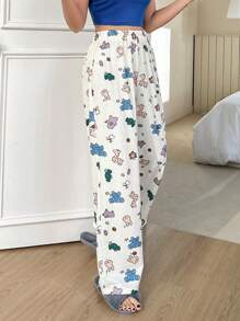 DAZY 熊&字母圖案寬腿睡褲