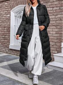 EURMUSE Women's Long Padded Coat - Black - View 1