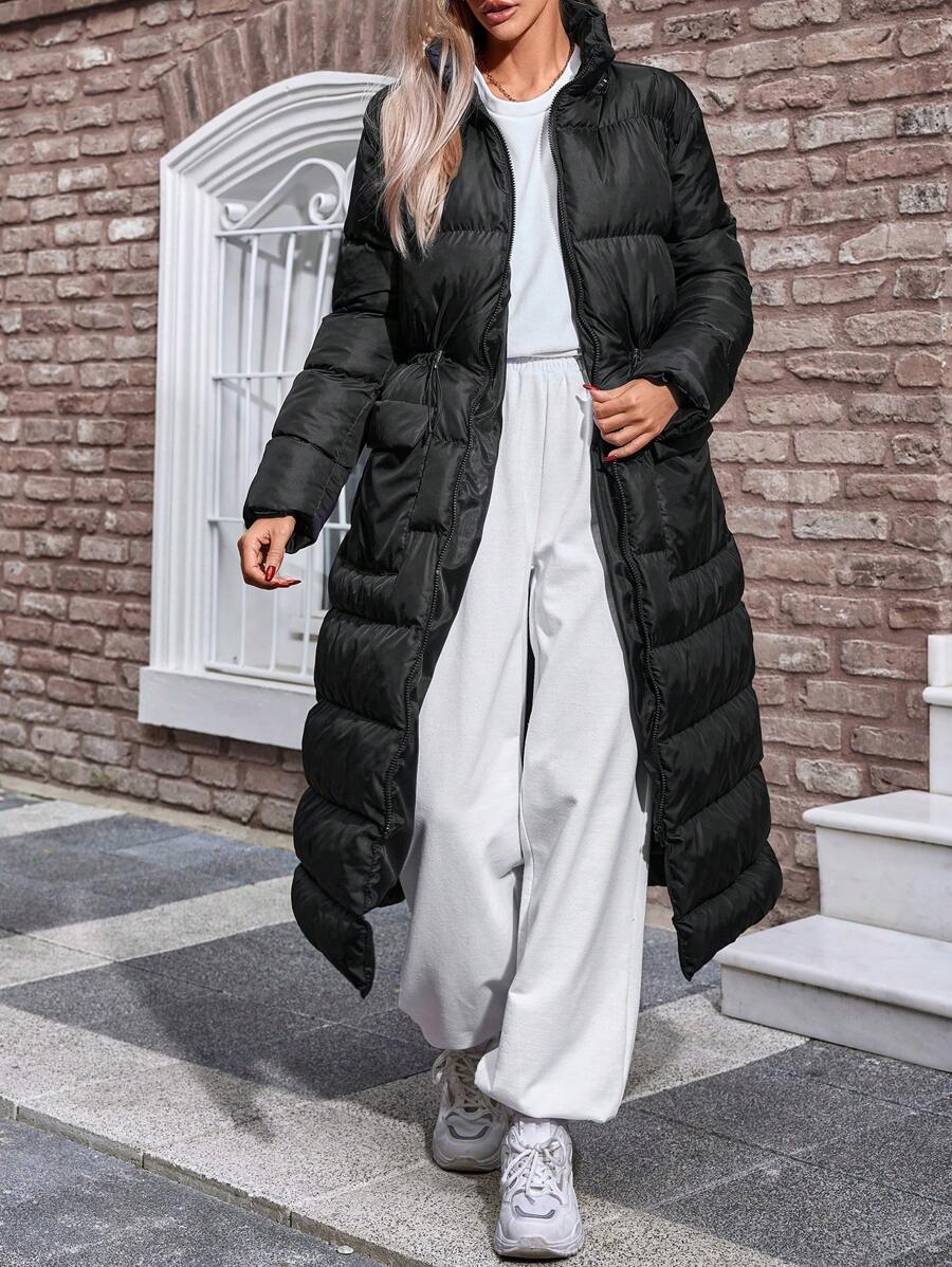 EURMUSE Women's Long Padded Coat - Black - View 1