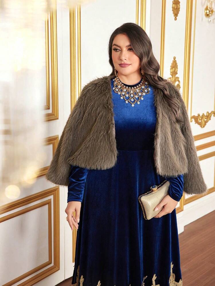 Plus Open Front Fuzzy Coat